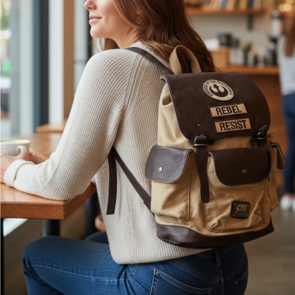 Rebel Resist Canvas Backpack - Brown and Tan